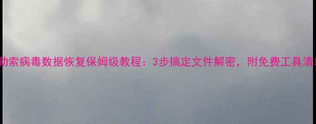 图片 温州勒索病毒数据恢复保姆级教程：3步搞定文件解密，附免费工具清单！1