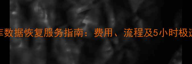 滁州数据库数据恢复服务指南费用流程及5小时极速修复方案
