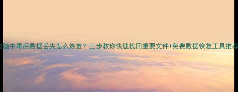 图片 电脑中毒后数据丢失怎么恢复？三步教你快速找回重要文件+免费数据恢复工具推荐1