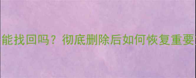 图片 电脑恢复出厂设置后数据能找回吗？彻底删除后如何恢复重要文件？最新数据恢复指南