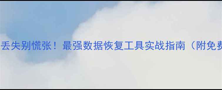 图片 电脑手机文件丢失别慌张！最强数据恢复工具实战指南（附免费恢复教程）1