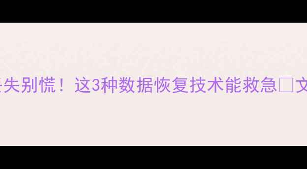 电脑手机文件丢失别慌这3种数据恢复技术能救急文件恢复全攻略
