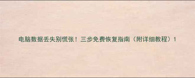 图片 电脑数据丢失别慌张！三步免费恢复指南（附详细教程）1
