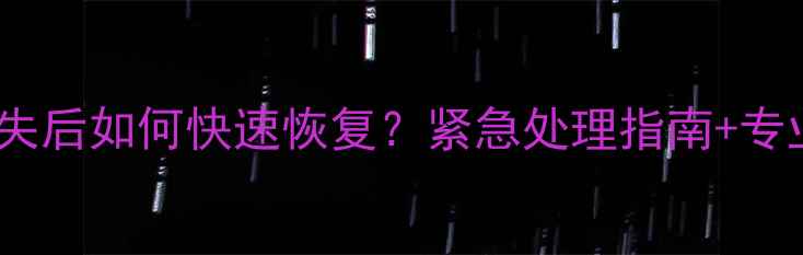 电脑数据丢失后如何快速恢复紧急处理指南专业工具推荐