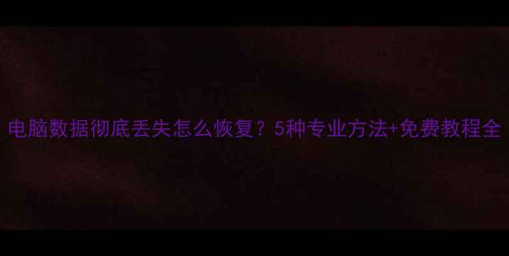 图片 电脑数据彻底丢失怎么恢复？5种专业方法+免费教程全
