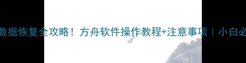 图片 电脑数据恢复全攻略！方舟软件操作教程+注意事项｜小白必看🔥