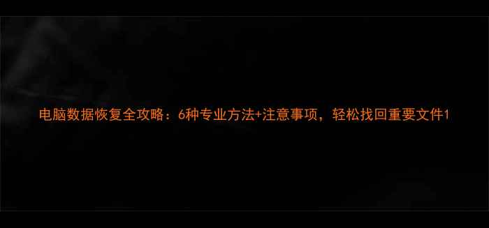 图片 电脑数据恢复全攻略：6种专业方法+注意事项，轻松找回重要文件1