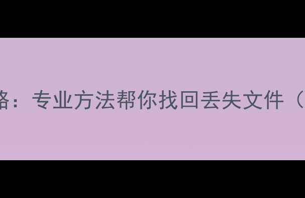 图片 电脑数据恢复全攻略：专业方法帮你找回丢失文件（附免费工具推荐）1