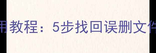 图片 电脑数据恢复精灵使用教程：5步找回误删文件（附常见问题解答）