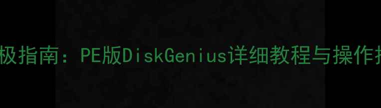 电脑数据恢复终极指南PE版DiskGenius详细教程与操作技巧附案例