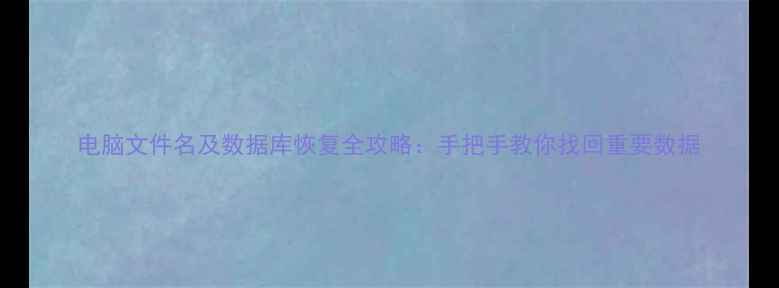 电脑文件名及数据库恢复全攻略手把手教你找回重要数据