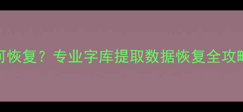 图片 电脑文档丢失如何恢复？专业字库提取数据恢复全攻略（附工具下载）