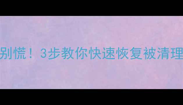 图片 电脑清理后数据丢失别慌！3步教你快速恢复被清理文件（附工具推荐）