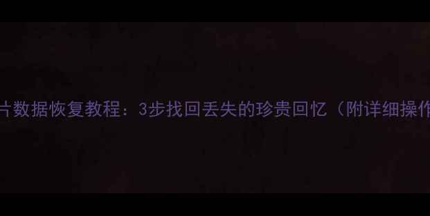 电脑照片数据恢复教程3步找回丢失的珍贵回忆附详细操作指南