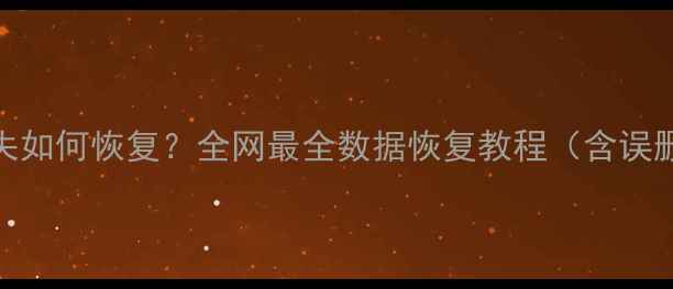 电脑硬盘数据丢失如何恢复全网最全数据恢复教程含误删云端分区恢复