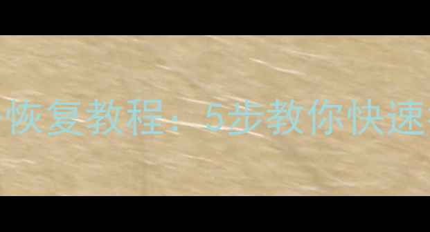 电脑硬盘数据恢复教程5步教你快速找回重要文件