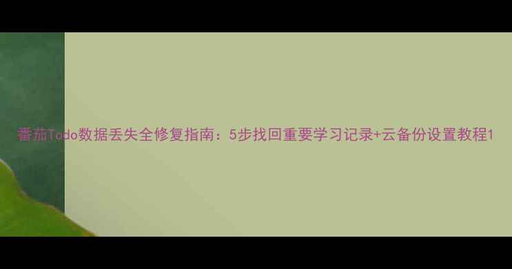 番茄Todo数据丢失全修复指南5步找回重要学习记录云备份设置教程