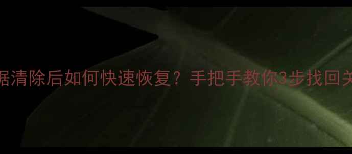 监控数据清除后如何快速恢复手把手教你3步找回关键录像