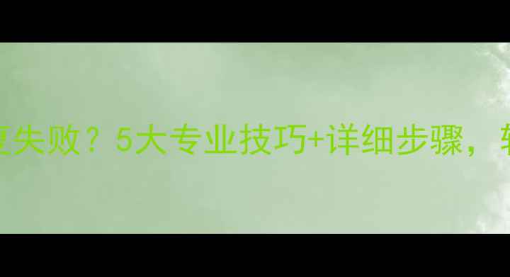 相机MS卡数据恢复失败5大专业技巧详细步骤轻松找回珍贵照片