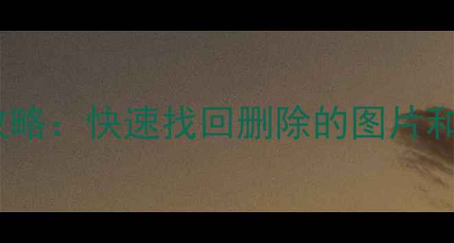 相机SD卡数据恢复全攻略快速找回删除的图片和视频附详细步骤