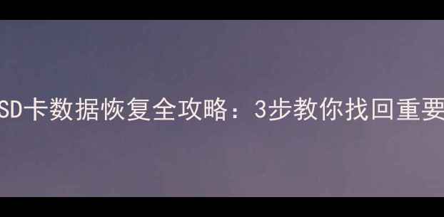 硬盘SD卡数据恢复全攻略3步教你找回重要文件