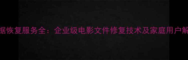 图片 硬盘数据恢复服务全：企业级电影文件修复技术及家庭用户解决方案