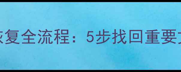 硬盘格式化后数据恢复全流程5步找回重要文件附操作指南