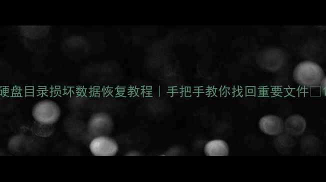 硬盘目录损坏数据恢复教程手把手教你找回重要文件