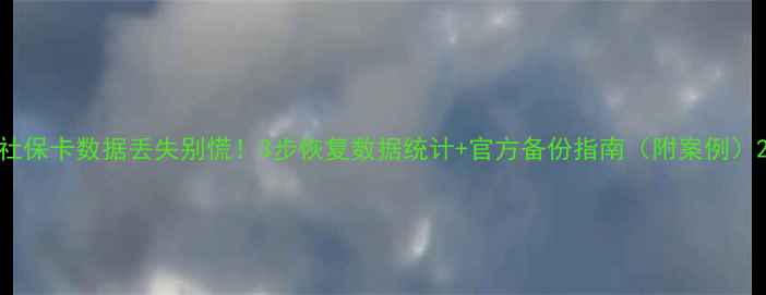 社保卡数据丢失别慌3步恢复数据统计官方备份指南附案例