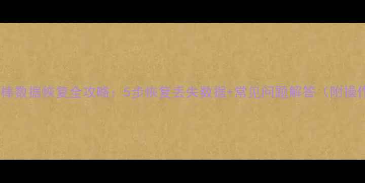 科密巡更棒数据恢复全攻略5步恢复丢失数据常见问题解答附操作演示