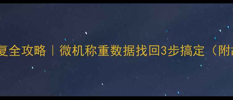 称重设备数据恢复全攻略微机称重数据找回3步搞定附故障场景实测