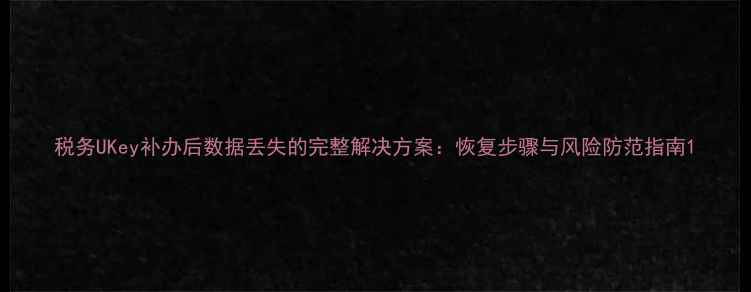 图片 税务UKey补办后数据丢失的完整解决方案：恢复步骤与风险防范指南1