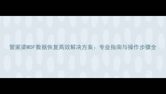 图片 管家婆MDF数据恢复高效解决方案：专业指南与操作步骤全