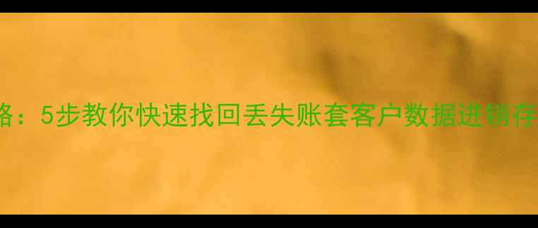 图片 管家婆SOS数据恢复全攻略：5步教你快速找回丢失账套客户数据进销存信息（附详细操作流程）