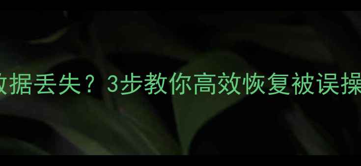 图片 系统误删误恢复后数据丢失？3步教你高效恢复被误操作损坏的硬盘数据1