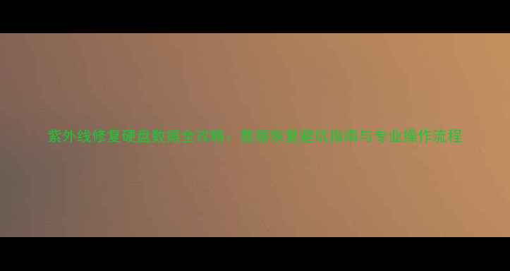 图片 紫外线修复硬盘数据全攻略：数据恢复避坑指南与专业操作流程
