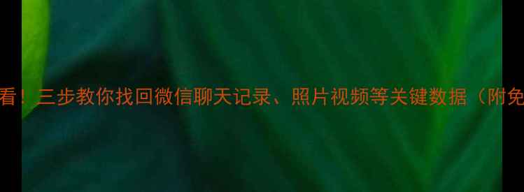 老手机丢失必看三步教你找回微信聊天记录照片视频等关键数据附免费工具推荐