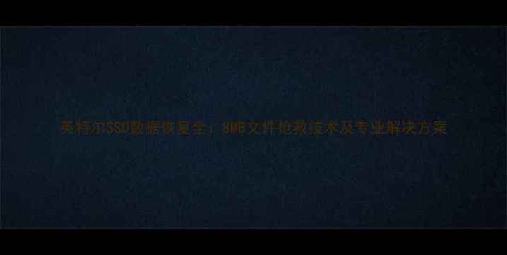 图片 英特尔SSD数据恢复全：8MB文件抢救技术及专业解决方案