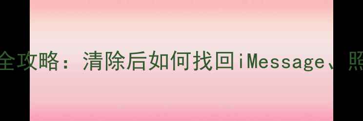 苹果ID数据恢复全攻略清除后如何找回iMessage照片和应用数据