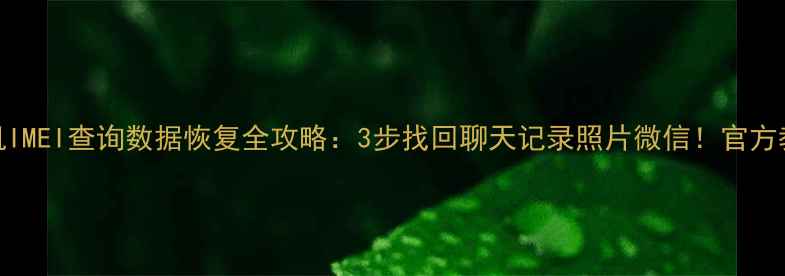 图片 苹果手机IMEI查询数据恢复全攻略：3步找回聊天记录照片微信！官方教程附上
