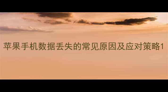 苹果手机数据丢失的常见原因及应对策略