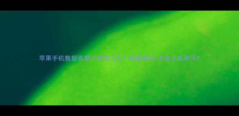 苹果手机数据恢复中断怎么办最新教程专业工具测评