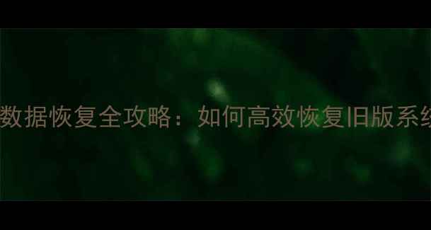 苹果系统重装后数据恢复全攻略如何高效恢复旧版系统下的完整数据