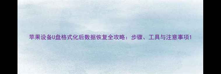 图片 苹果设备U盘格式化后数据恢复全攻略：步骤、工具与注意事项1