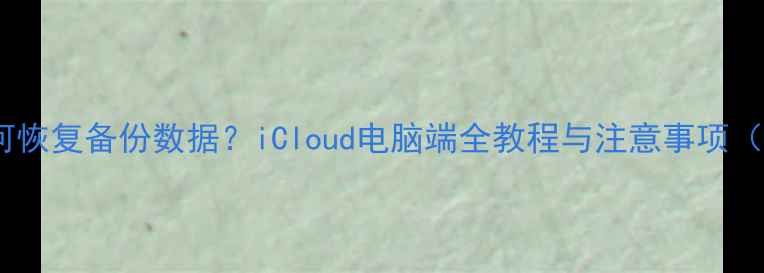 图片 苹果设备如何恢复备份数据？iCloud电脑端全教程与注意事项（最新指南）1