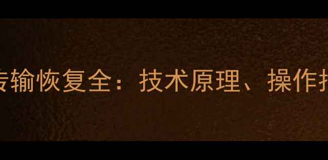 菜鸟顺丰数据传输恢复全技术原理操作指南与未来展望