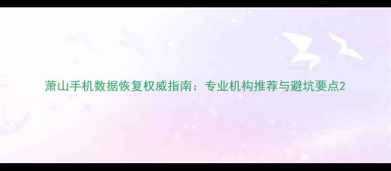 萧山手机数据恢复权威指南专业机构推荐与避坑要点