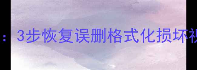 行车记录仪数据恢复精灵3步恢复误删格式化损坏视频文件附完整教程