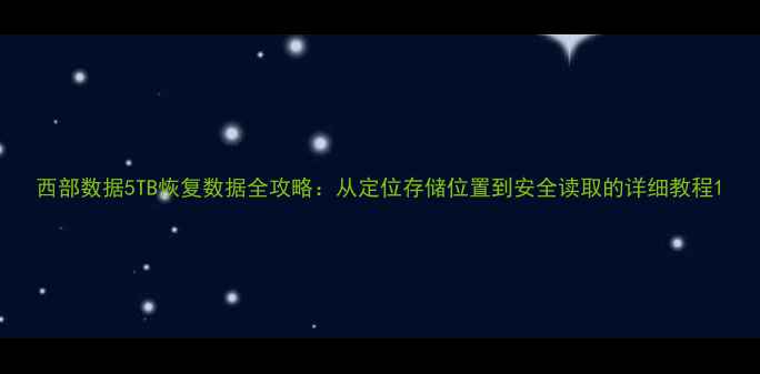西部数据5TB恢复数据全攻略从定位存储位置到安全读取的详细教程