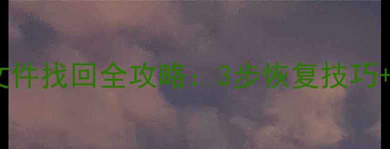 解码器数据清空后文件找回全攻略3步恢复技巧常见误区避坑指南